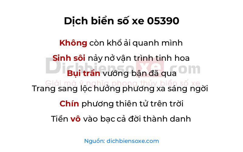 Dịch thơ biển số 05390
