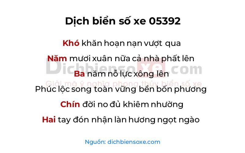 Dịch thơ biển số 05392