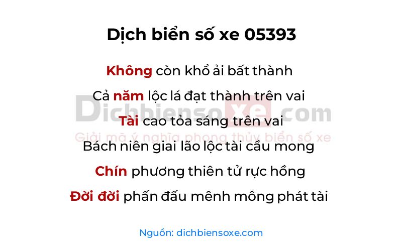 Dịch thơ biển số 05393