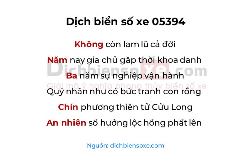 Dịch thơ biển số 05394