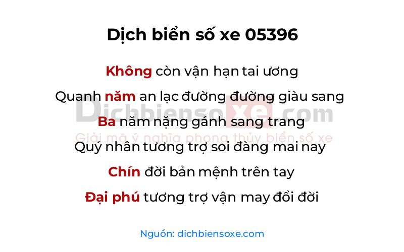 Dịch thơ biển số 05396