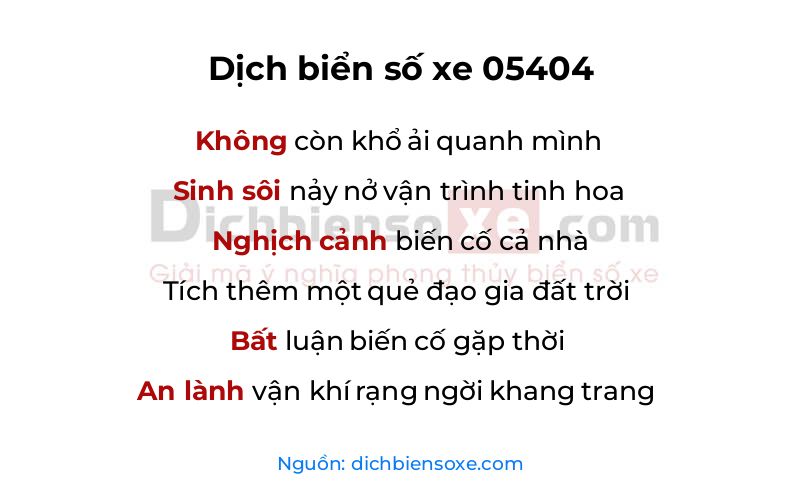Dịch thơ biển số 05404