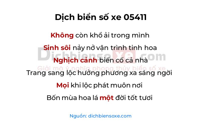 Dịch thơ biển số 05411