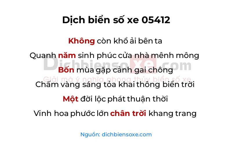 Dịch thơ biển số 05412