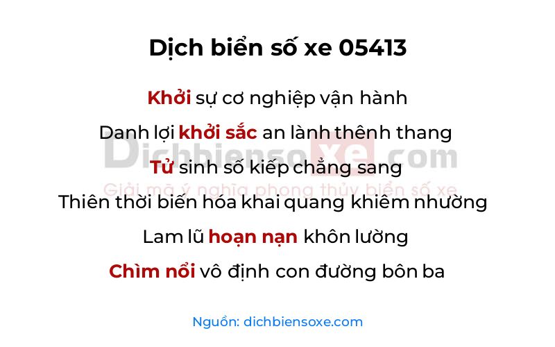 Dịch thơ biển số 05413