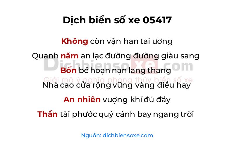 Dịch thơ biển số 05417