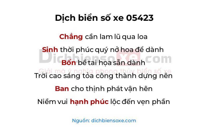 Dịch thơ biển số 05423