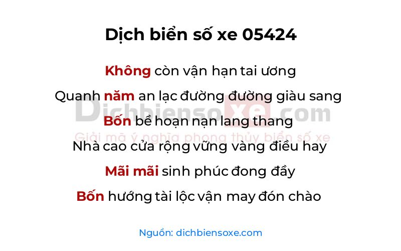 Dịch thơ biển số 05424