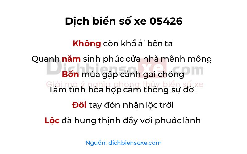 Dịch thơ biển số 05426