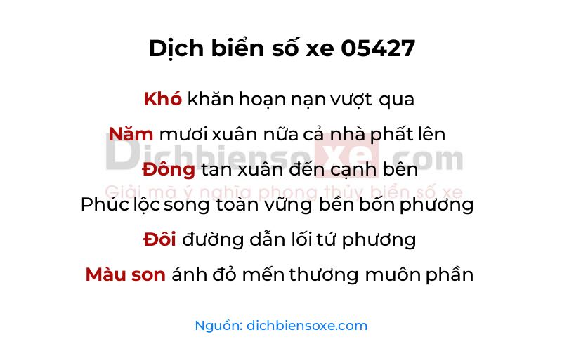 Dịch thơ biển số 05427