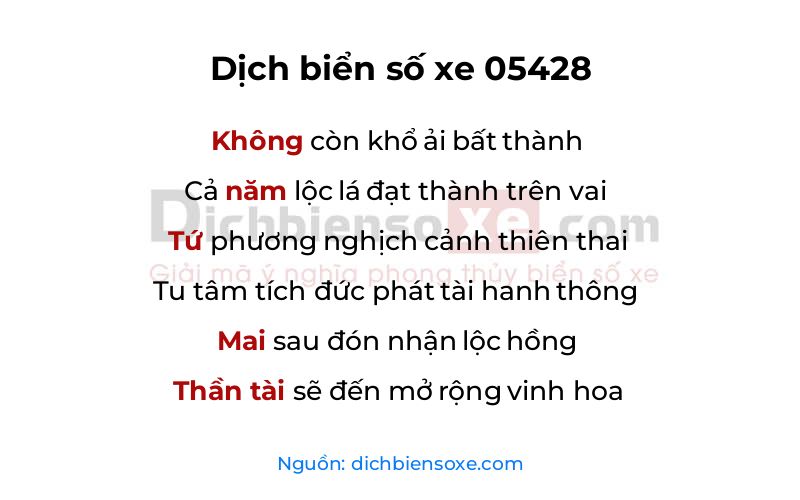 Dịch thơ biển số 05428