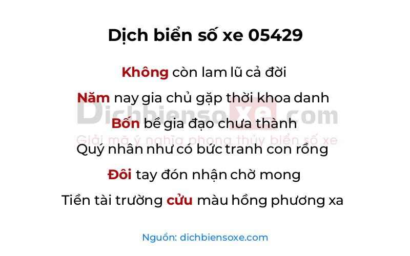 Dịch thơ biển số 05429