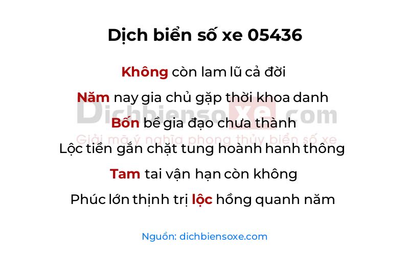 Dịch thơ biển số 05436
