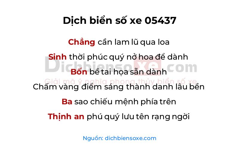 Dịch thơ biển số 05437