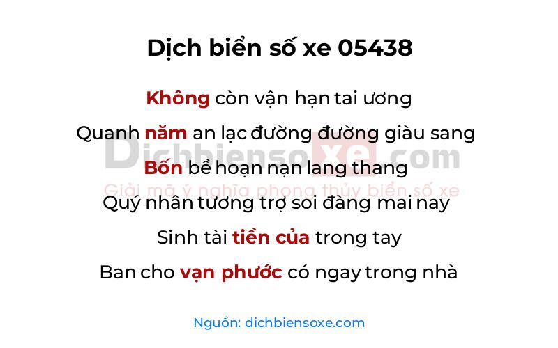 Dịch thơ biển số 05438