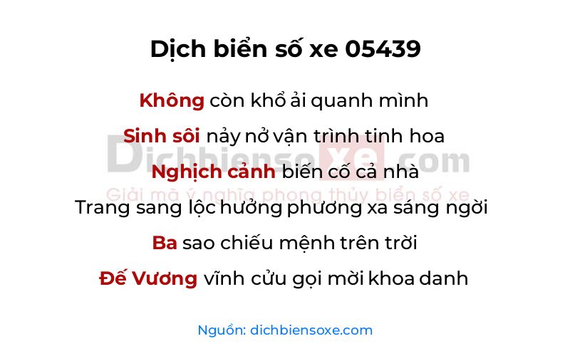 Dịch thơ biển số 05439