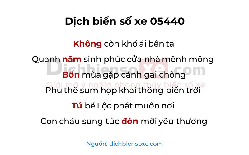 Dịch thơ biển số 05440