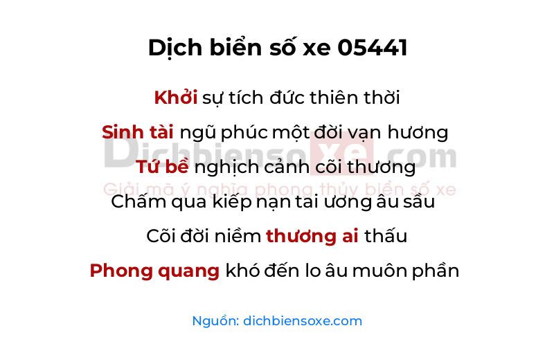 Dịch thơ biển số 05441