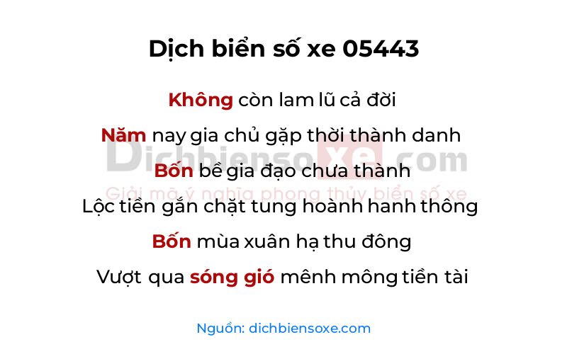 Dịch thơ biển số 05443