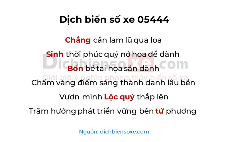 Dịch thơ biển số 05444