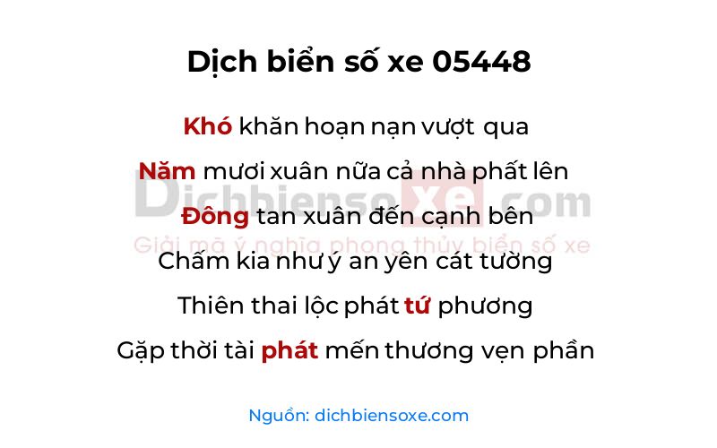 Dịch thơ biển số 05448