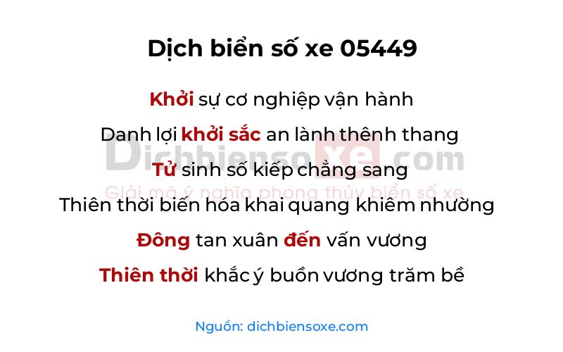Dịch thơ biển số 05449