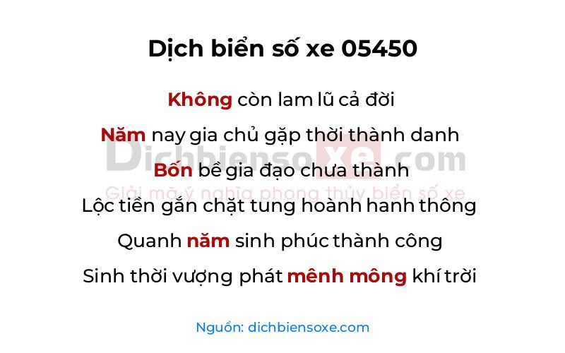 Dịch thơ biển số 05450