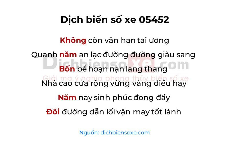 Dịch thơ biển số 05452