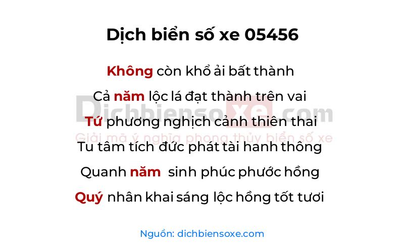 Dịch thơ biển số 05456