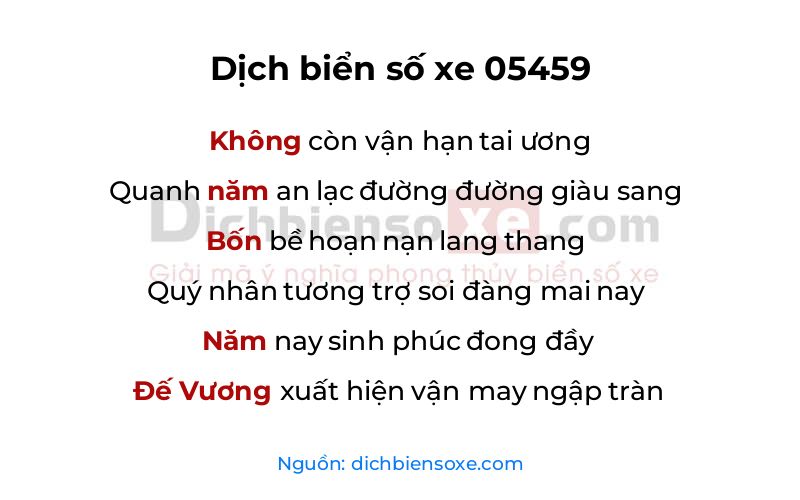 Dịch thơ biển số 05459