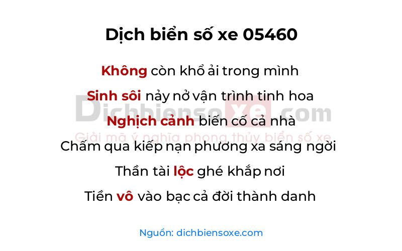 Dịch thơ biển số 05460