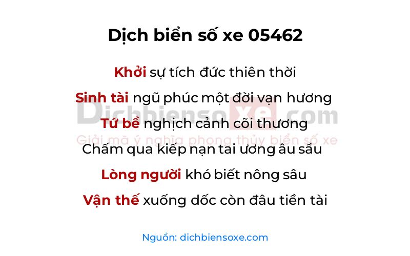 Dịch thơ biển số 05462