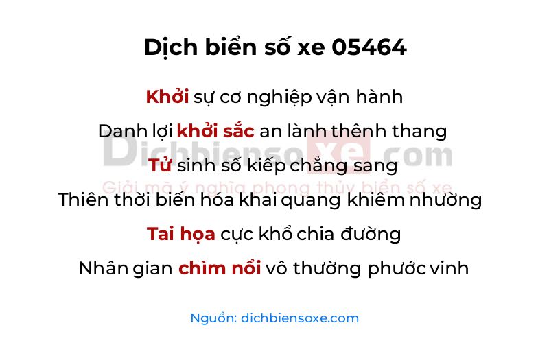 Dịch thơ biển số 05464