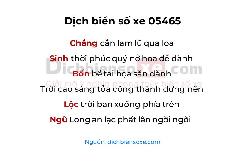 Dịch thơ biển số 05465