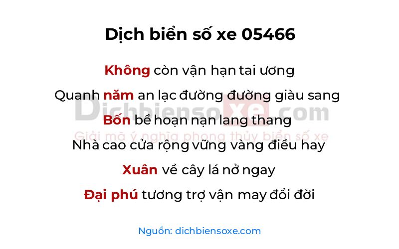 Dịch thơ biển số 05466