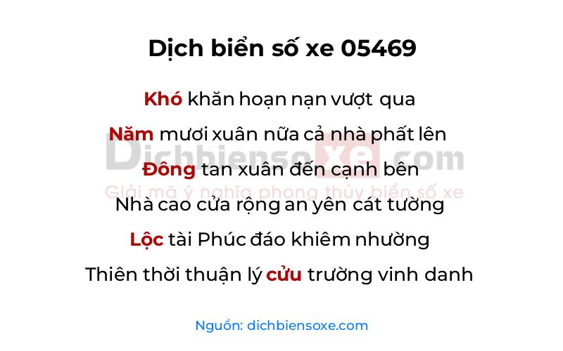 Dịch thơ biển số 05469