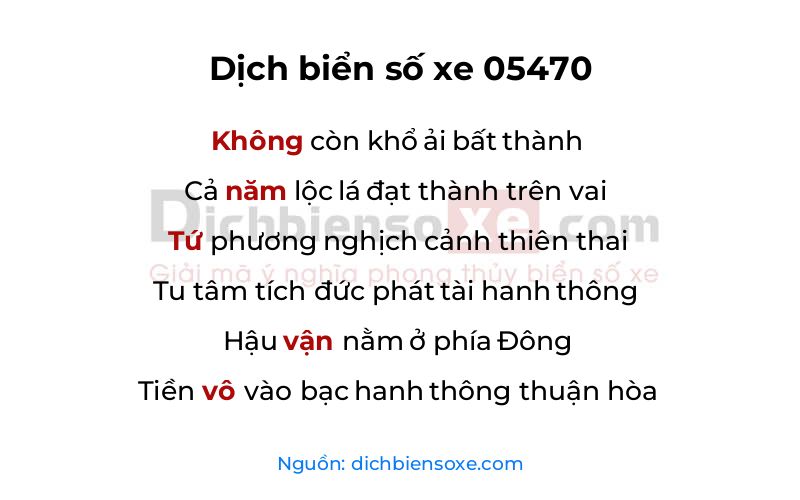 Dịch thơ biển số 05470