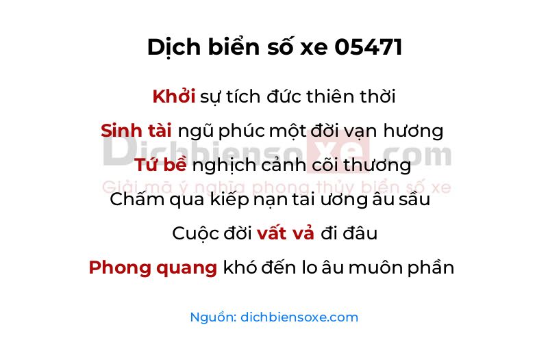 Dịch thơ biển số 05471