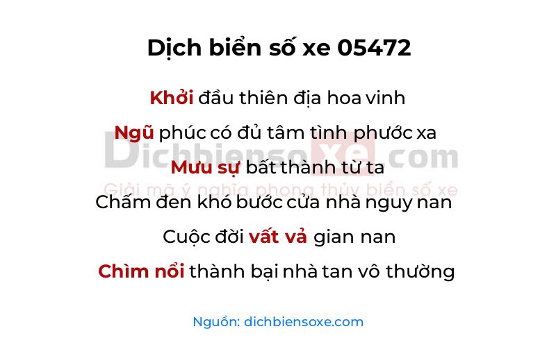 Dịch thơ biển số 05472