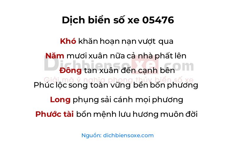 Dịch thơ biển số 05476