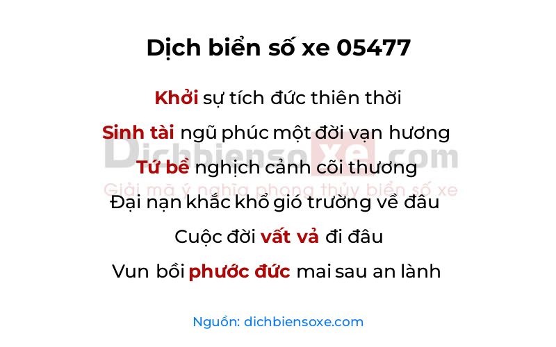 Dịch thơ biển số 05477
