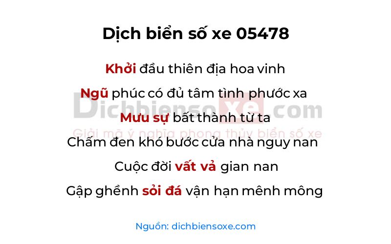 Dịch thơ biển số 05478