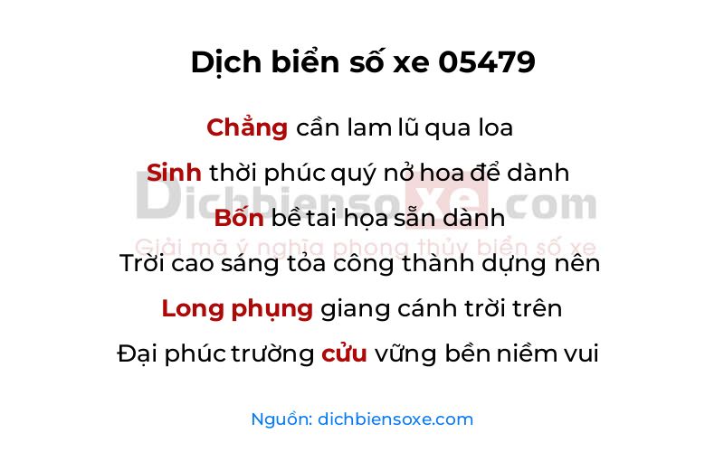 Dịch thơ biển số 05479