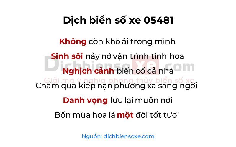 Dịch thơ biển số 05481