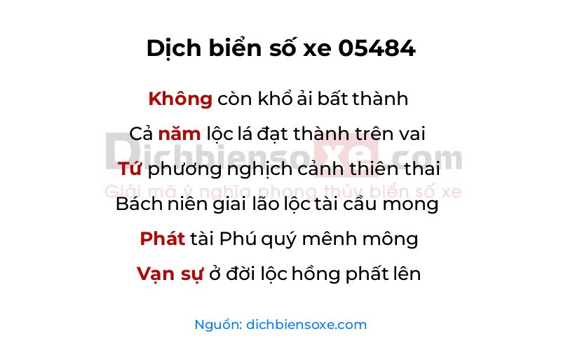 Dịch thơ biển số 05484