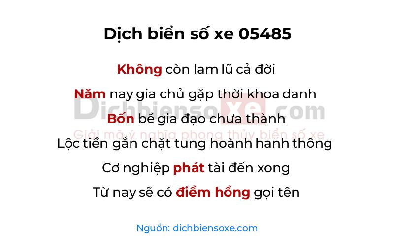 Dịch thơ biển số 05485