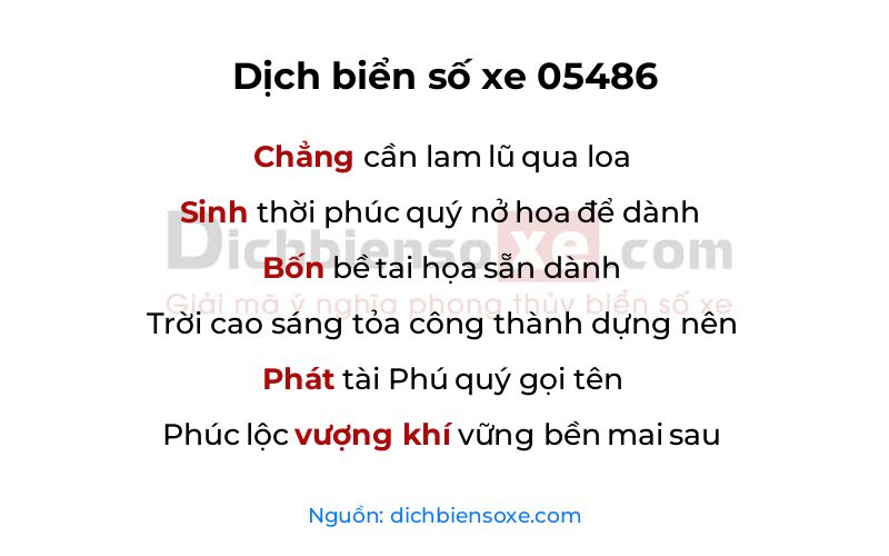 Dịch thơ biển số 05486