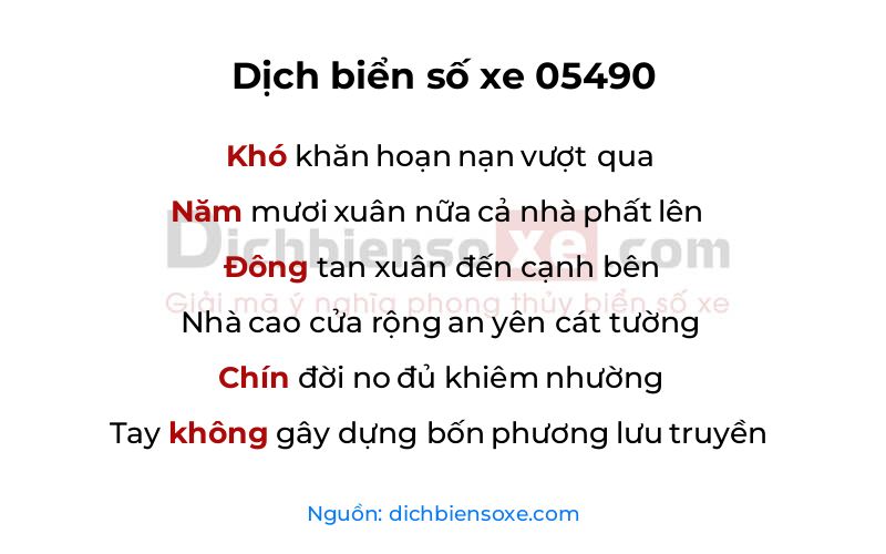 Dịch thơ biển số 05490