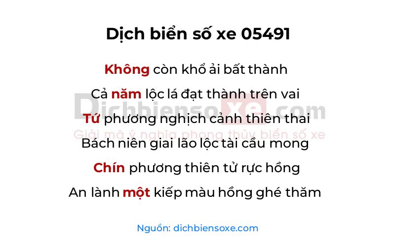 Dịch thơ biển số 05491