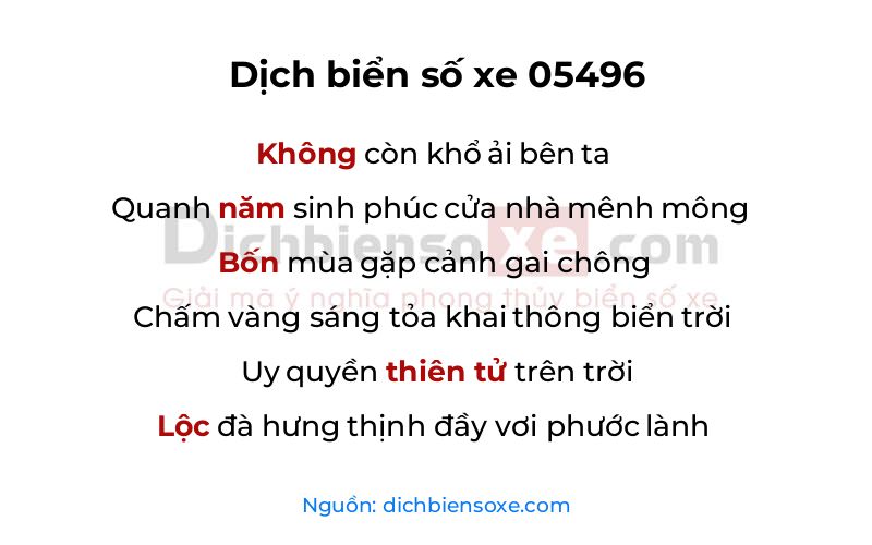 Dịch thơ biển số 05496